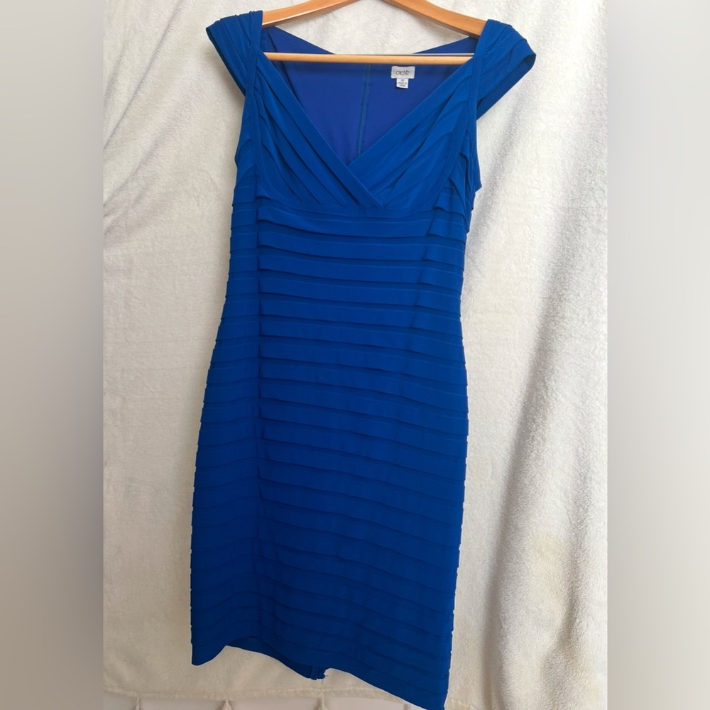 Cache Knee Length Blue Dress 10